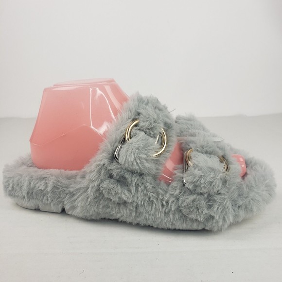 J/Slides Urban Sport Womens Slippers BABEE Gray Faux Fur Slide  Size 8 M - Picture 7 of 10